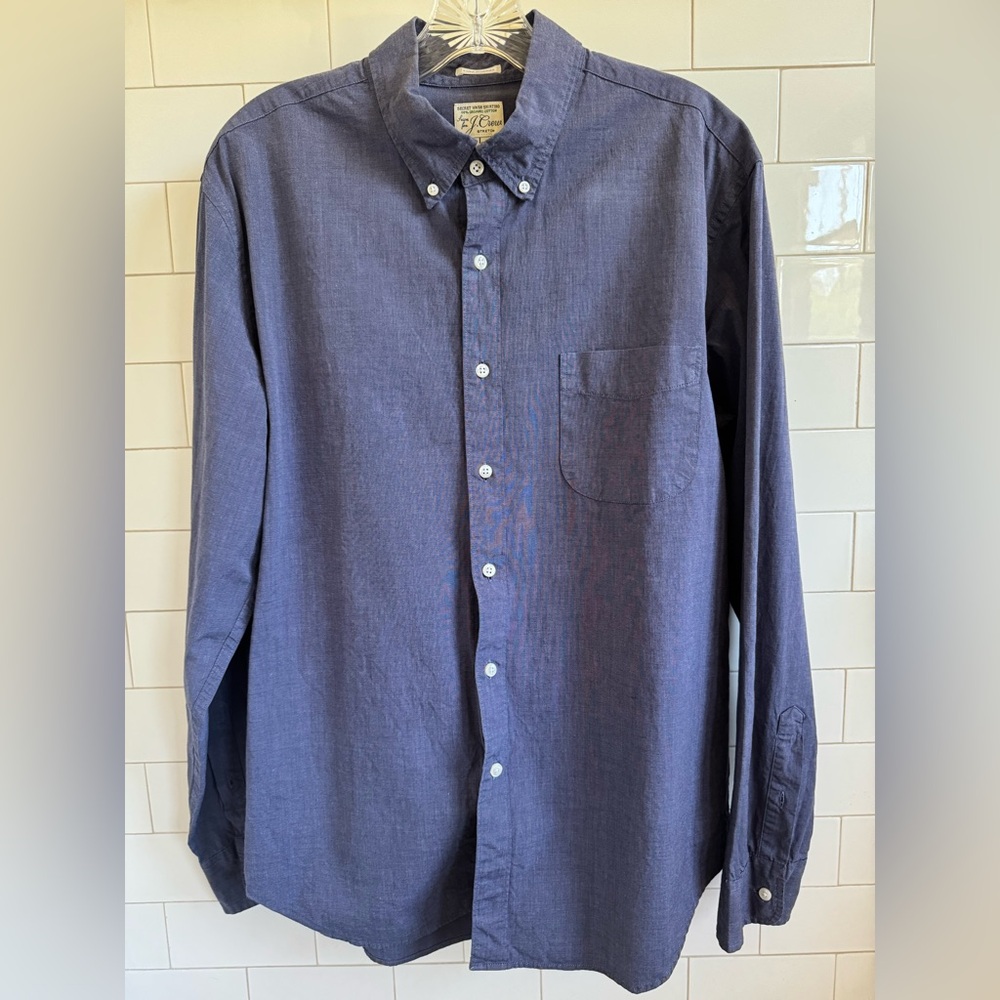 J.Crew Men's Blue Button-Down Shirt size L